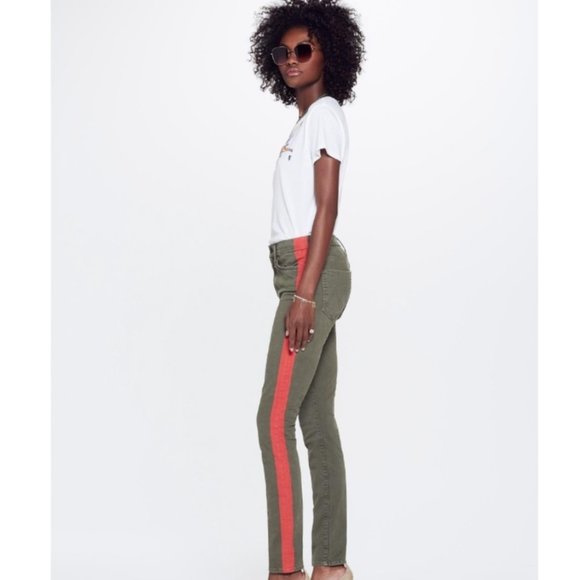 MOTHER Denim The Looker Killing Fatigue w. Red Stripe Skinny Jeans womens 30 - Picture 9 of 17